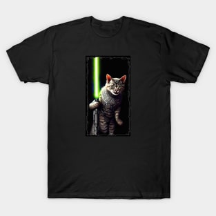 Fun Cat Print ~ AI Art ~ Fantasy Cat ~ Sci-fi Cat ~ Cats with Lightsabers T-Shirt